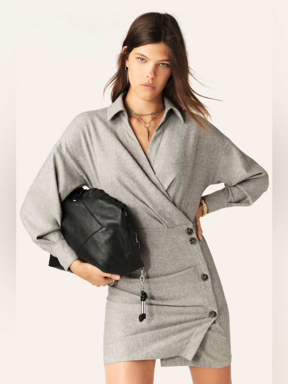 Ba&sh Fastway Light Gray Dress Size 0